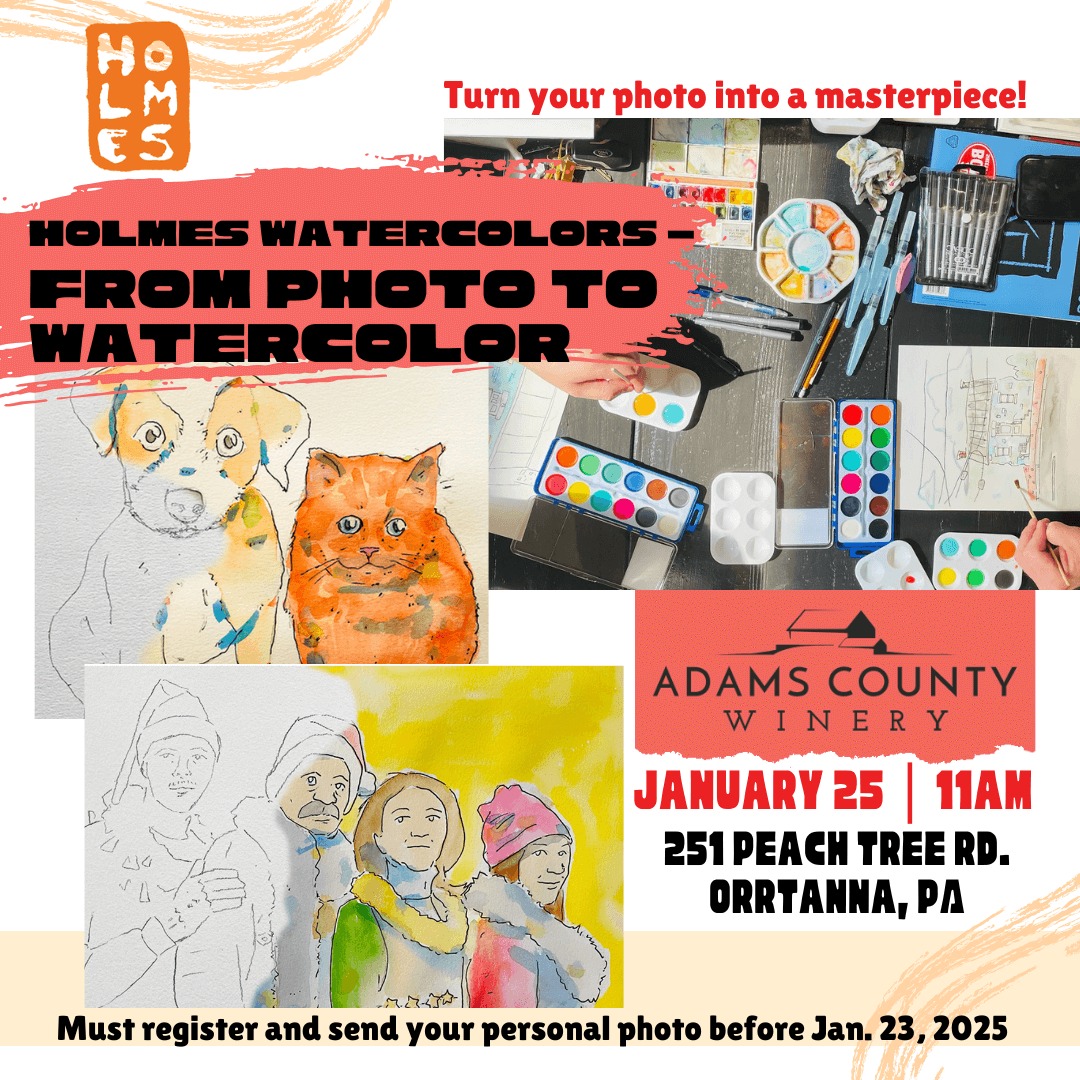 Join us for a fun and creative class led by Seth of Holmes Watercolors! Transform your favorite photo into a watercolor painting in just a couple of hours. All you need to do is bring your creativity—we’ll take care of the rest!