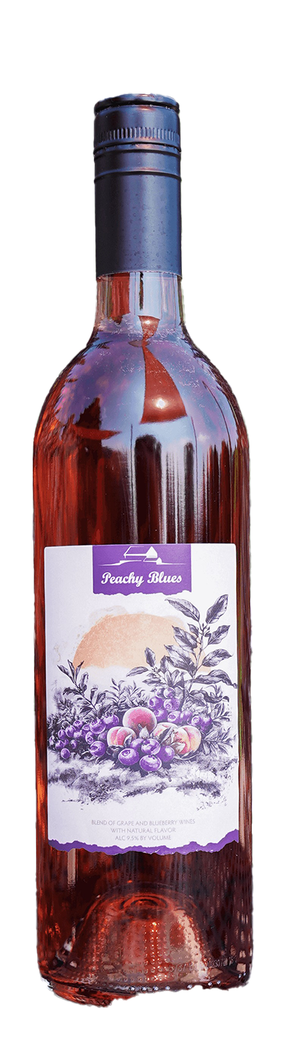 Bottle of Peachy Blues wine