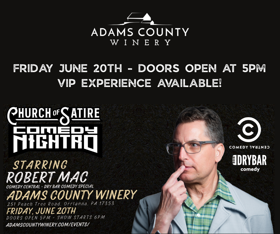 photo of Robert Mac and details of the comedy show date and time.