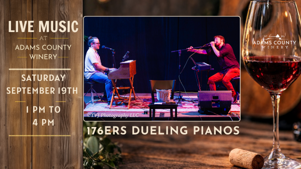 Two men on pianos facing each other.
